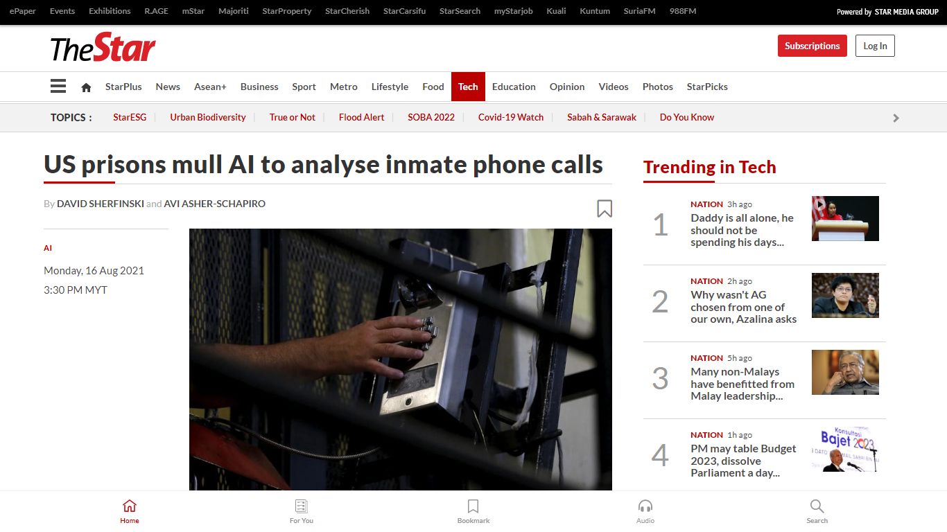US prisons mull AI to analyse inmate phone calls | The Star