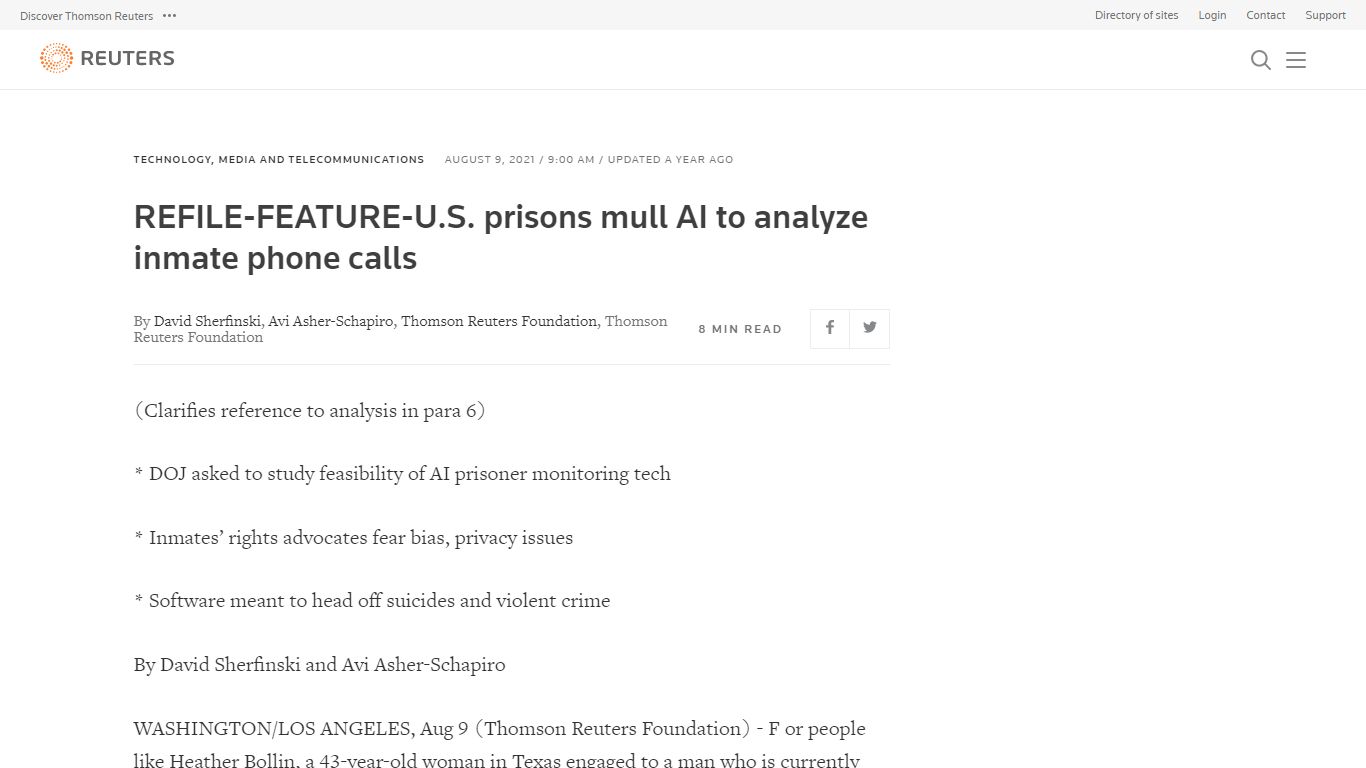 REFILE-FEATURE-U.S. prisons mull AI to analyze inmate phone calls